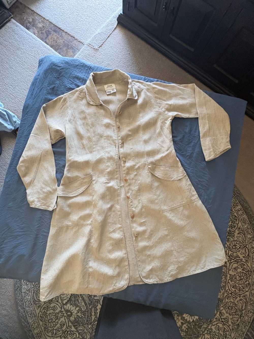 Flax Beige Women's Linen Trench Coat